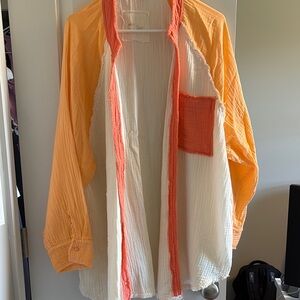 Aerie Orange and White Swim Coverup
